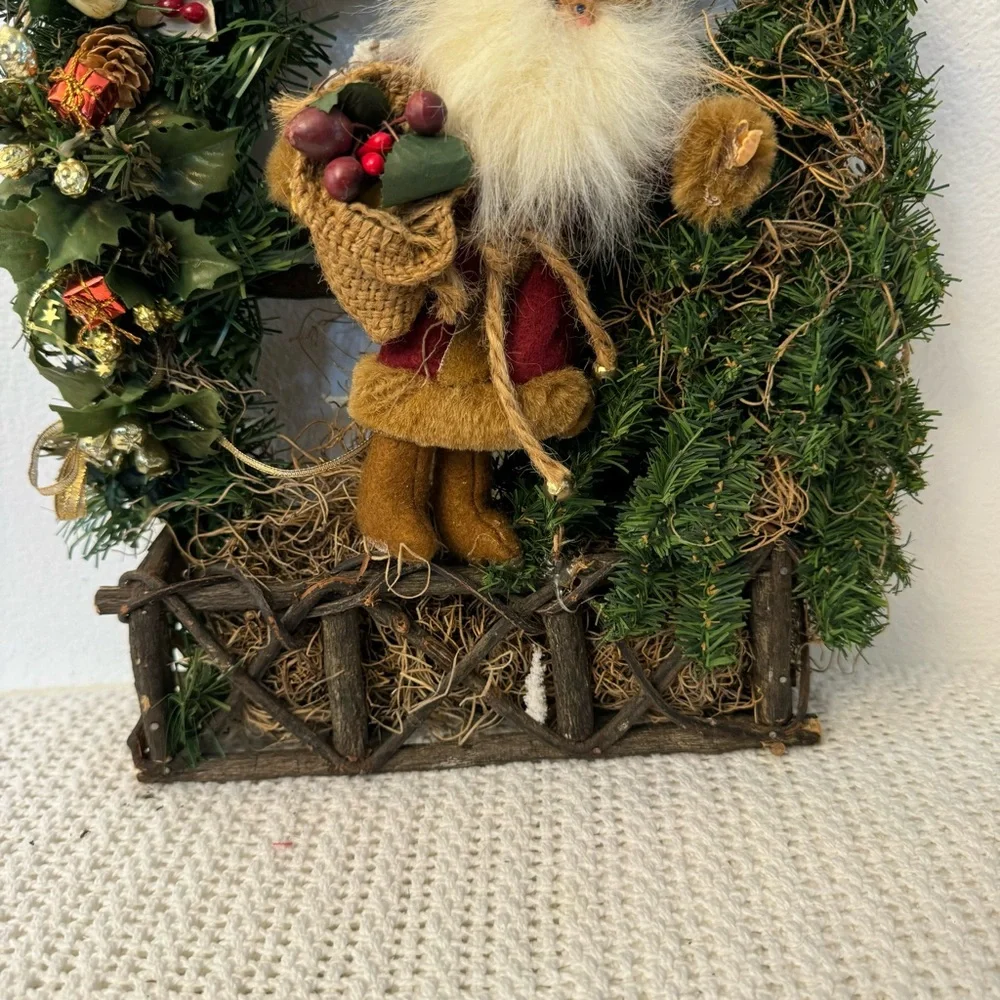 Festive Santa Holiday Wreath – Greenery Christmas Décor